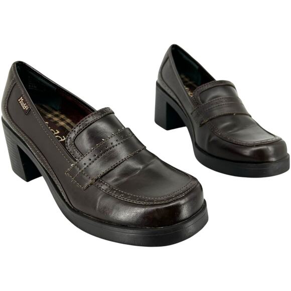VTG y2k Women's Brown MUDD Kapfer Penny Loafer Chunky Platform Block Heels 9.5M - Picture 1 of 8